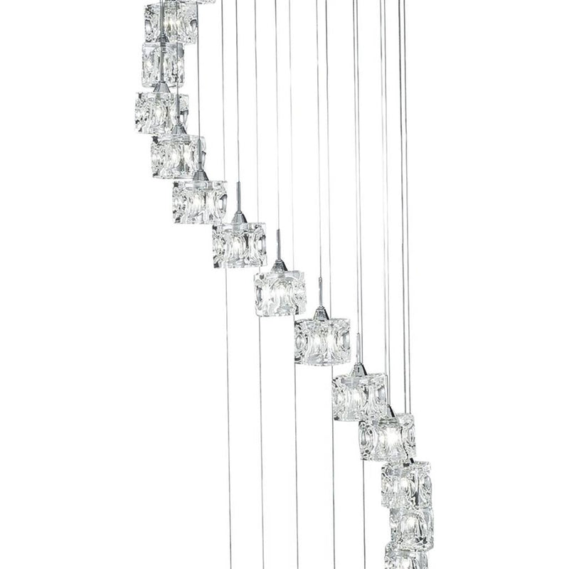 Searchlight  6720-20-LED Ice Cube 20Lt Multi-Drop Pendant  - Chrome Metal & Glass