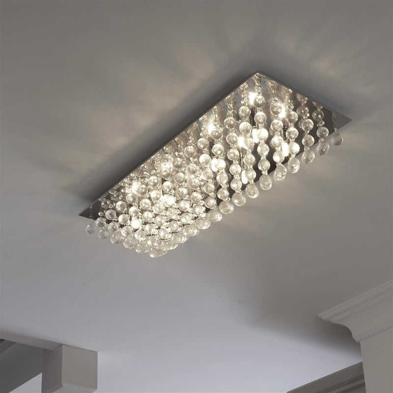 Searchlight  6728-8CC Hanna 8Lt Flush  - Chrome Metal & Clear Crystal - Bonus Superstore
