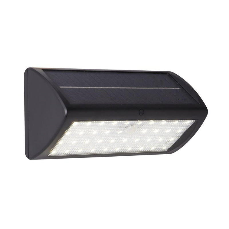 Searchlight  67422BK-PIR Solar Outdoor Wall Light - Black Metal & White Polycarbonate