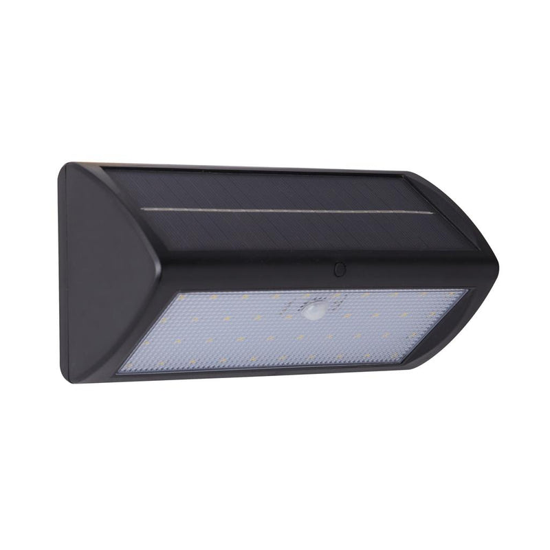 Searchlight  67422BK-PIR Solar Outdoor Wall Light - Black Metal & White Polycarbonate