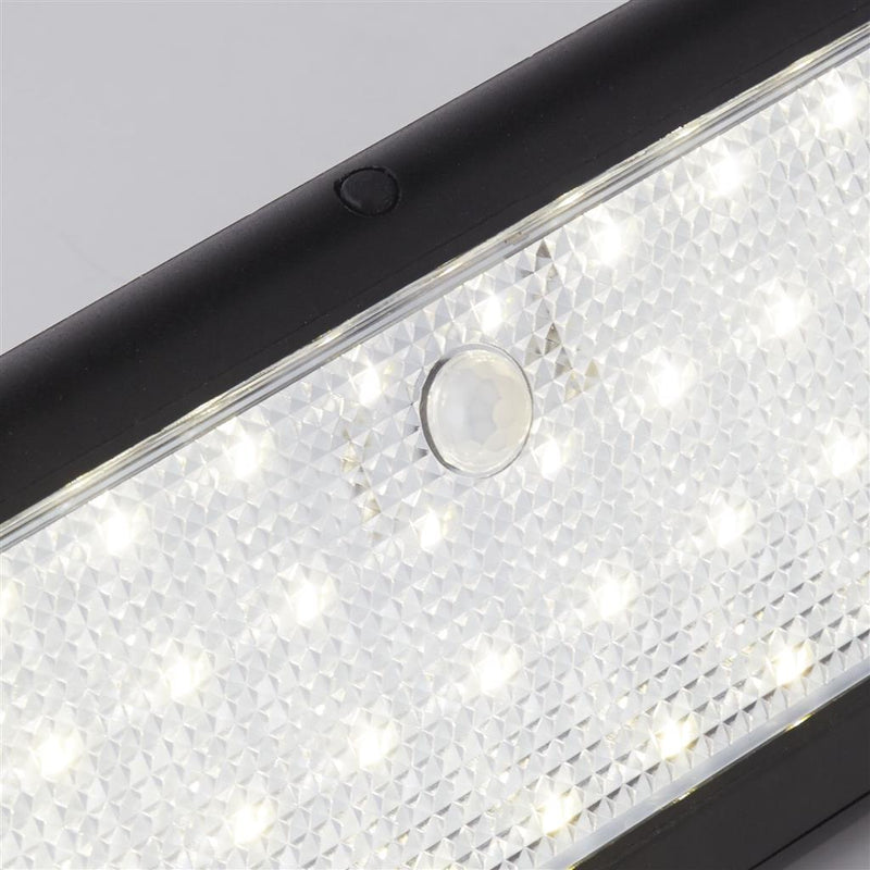 Searchlight  67422BK-PIR Solar Outdoor Wall Light - Black Metal & White Polycarbonate