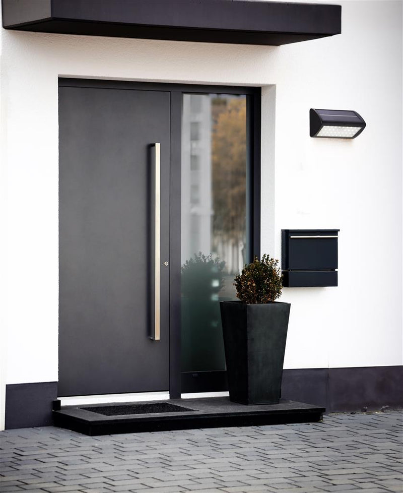 Searchlight  67422BK-PIR Solar Outdoor Wall Light - Black Metal & White Polycarbonate