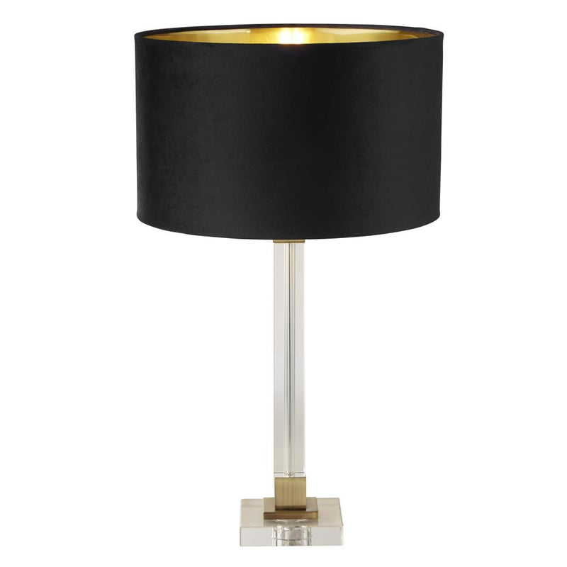 Searchlight  67521BK Scarborough Table Lamp - Crystal, Brass Metal & Black Velvet