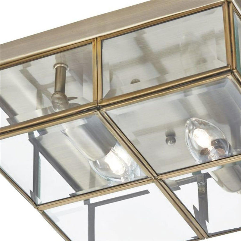 Searchlight  6769-26AB Pisa 2Lt Flush - Antique Brass Metal & Clear Bevelled Glass