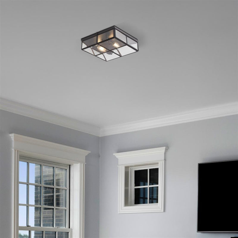 Searchlight  6769-26BK Pisa 2Lt Flush - Black Metal & Clear Bevelled Glass