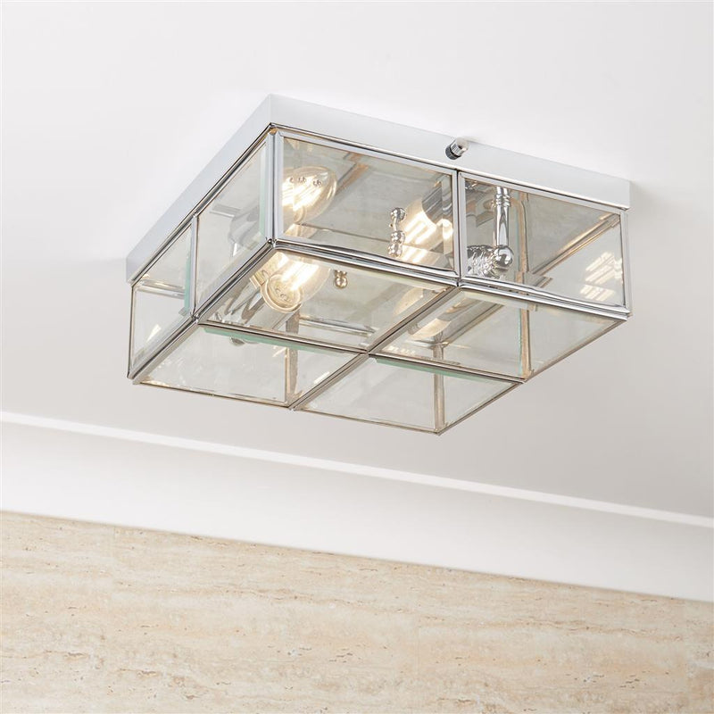 Searchlight  6769-26CC Pisa 2Lt Flush - Chrome Metal & Clear Bevelled Glass