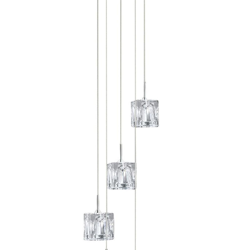 Searchlight  6775-5-LED Ice Cube 5Lt Multi-Drop Pendant - Chrome Metal & Glass