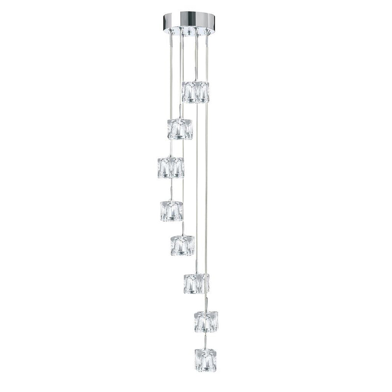 Searchlight  6778-8-LED Ice Cube 8Lt Multi-Drop Pendant  - Chrome Metal & Glass