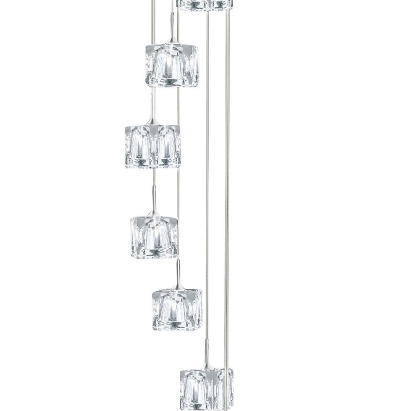 Searchlight  6778-8-LED Ice Cube 8Lt Multi-Drop Pendant  - Chrome Metal & Glass