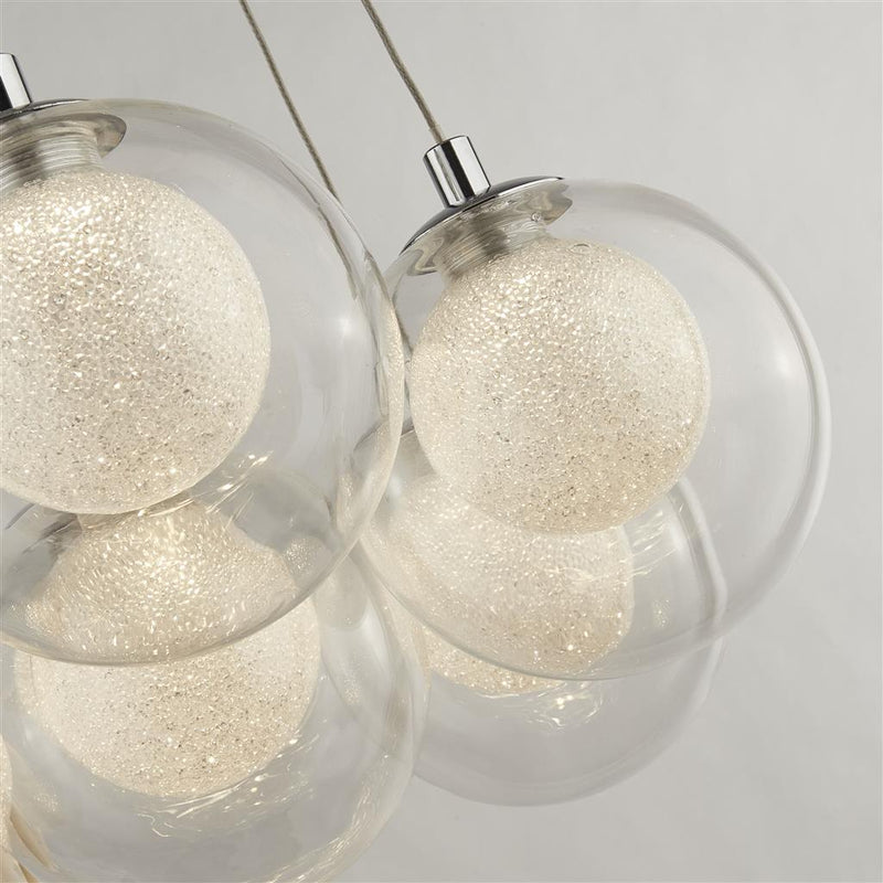 Searchlight  6867-7CC Cluster 7Lt Pendant - Chrome Metal & Clear & Crystal Sand