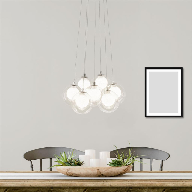 Searchlight  6867-7CC Cluster 7Lt Pendant - Chrome Metal & Clear & Crystal Sand