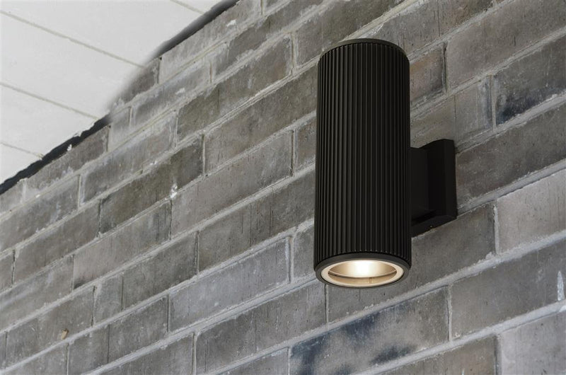 Searchlight  6872BK Hamburg Outdoor Wall Light - Black Metal & Glass