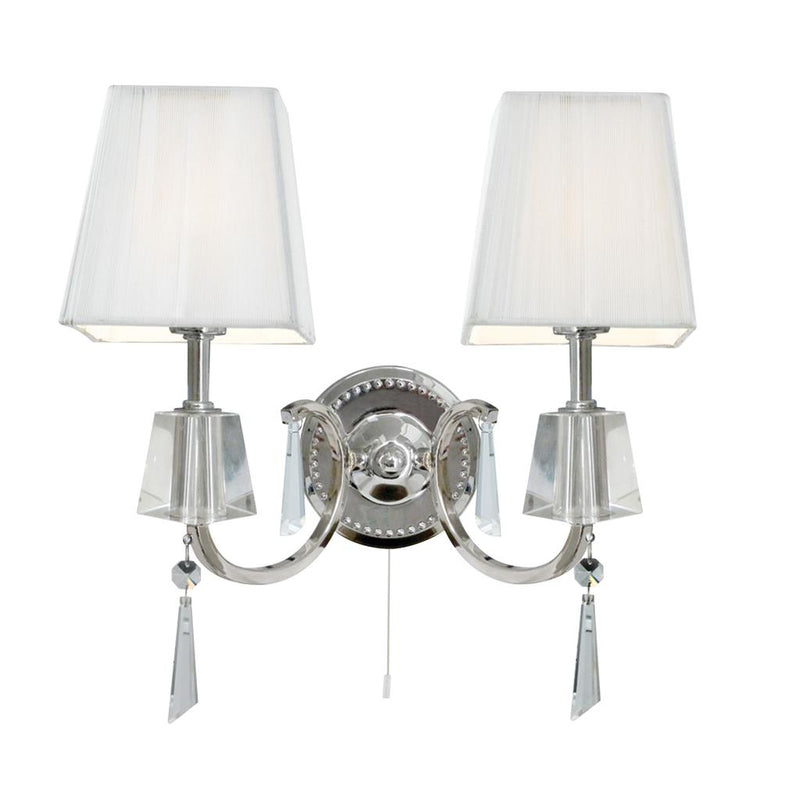 Searchlight  6882-2CC Portico 2Lt Wall Light - Chrome Metal & Glass