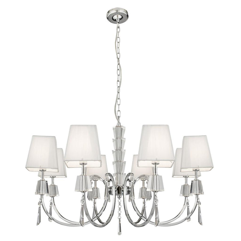Searchlight  6888-8CC Portico 8Lt Pendant - Chrome Metal, Acrylic & String Shades