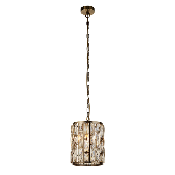 Searchlight  6581-1AB Bijou Pendant - Antique Brass Metal & Champagne Glass