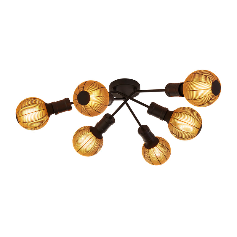 Searchlight  45201-6BK Dance 6Lt Flush - Sand Black Metal