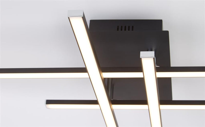 Searchlight  694-4BK Matrix 4Lt Flush - Black Metal & Opal