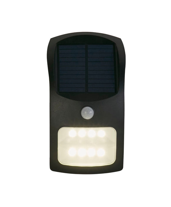 Searchlight  67420BK-PIR Solar Outdoor Wall Light - Black Metal & White Polycarbonate