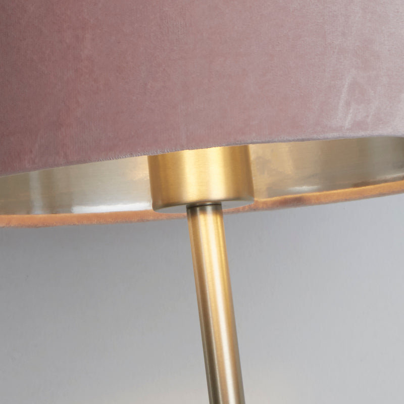 Searchlight  58911PI Finn USB Table Lamp - Satin Nickel Metal & Pink Velvet Shade