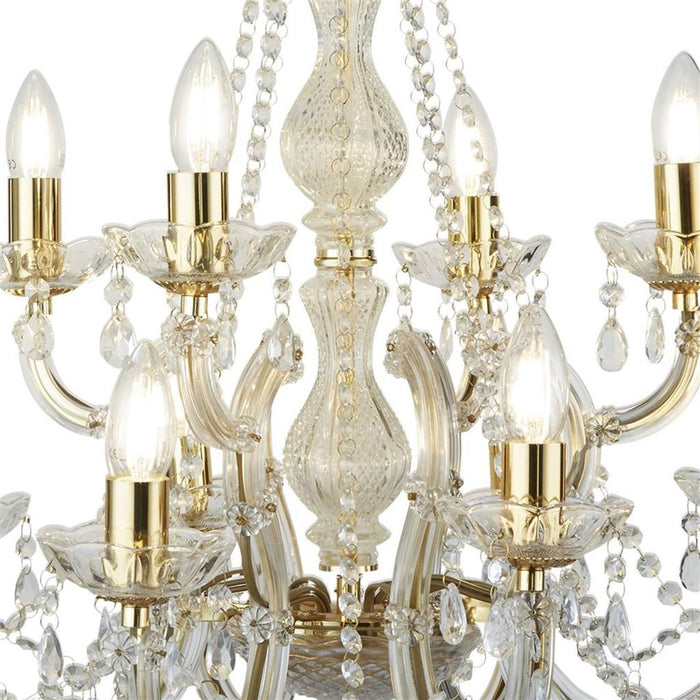 Searchlight  699-12 Marie Therese 12Lt Chandelier-Polished Brass & Clear Crystal