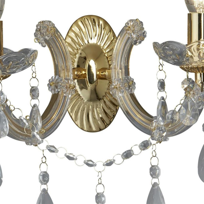 Searchlight  699-2 Marie Therese 2Lt Wall Light-Polished Brass & Clear Crystal