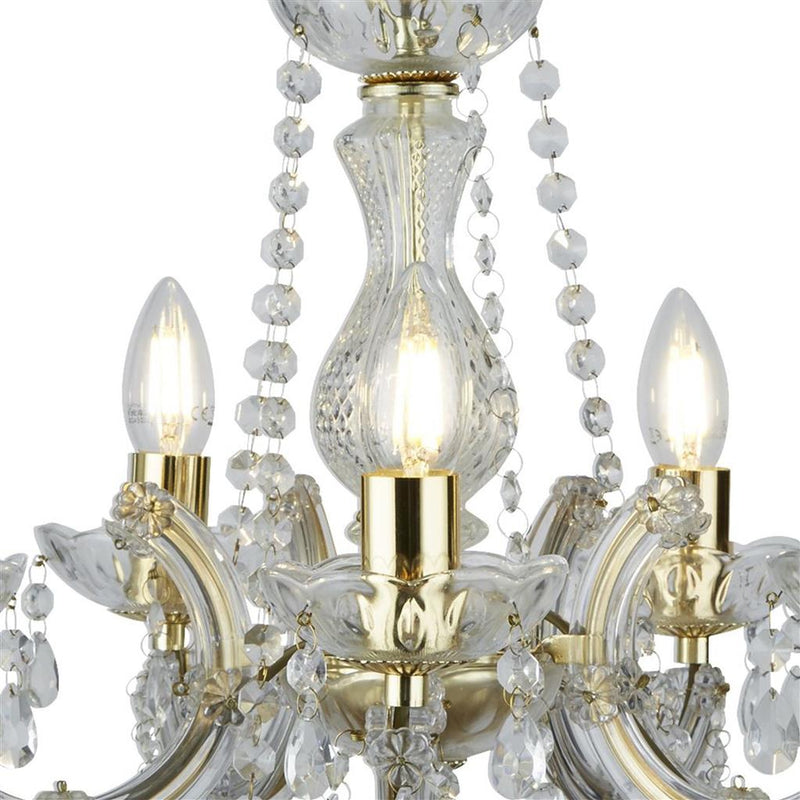 Searchlight  699-5 Marie Therese 5Lt Pendant - Polished Brass & Clear Crystal