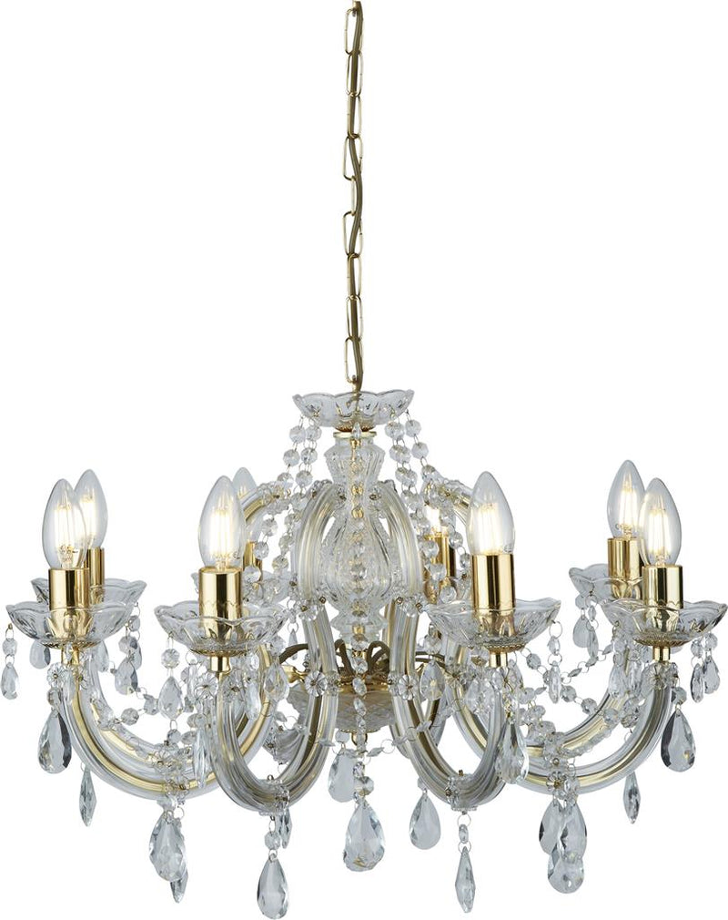 Searchlight  699-8 Marie Therese 8Lt Pendant - Polished Brass & Clear Crystal
