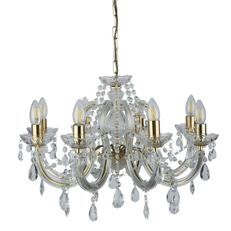 Searchlight  699-8 Marie Therese 8Lt Pendant - Polished Brass & Clear Crystal