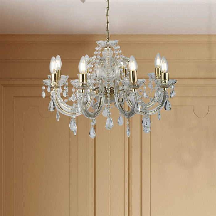 Searchlight  699-8 Marie Therese 8Lt Pendant - Polished Brass & Clear Crystal