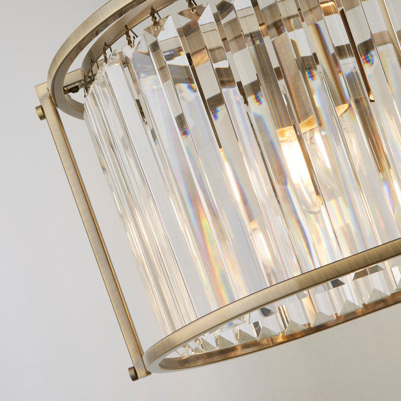 Searchlight  8095-5AB Victoria 5Lt Oval Pendant - Antique Brass & Clear Crystal