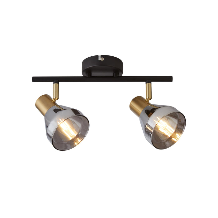 Searchlight  23801-2SM Westminster 2Lt Spot - Black, Satin Brass Metal & Smoked