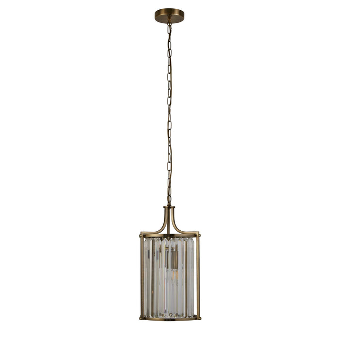 Searchlight  8092-2AB Victoria  2Lt Pendant - Antique Brass Metal & Clear Crystal