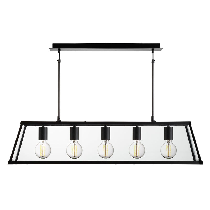 Searchlight  4614-5BK Voyager  5Lt Bar Pendant - Black Metal & Glass