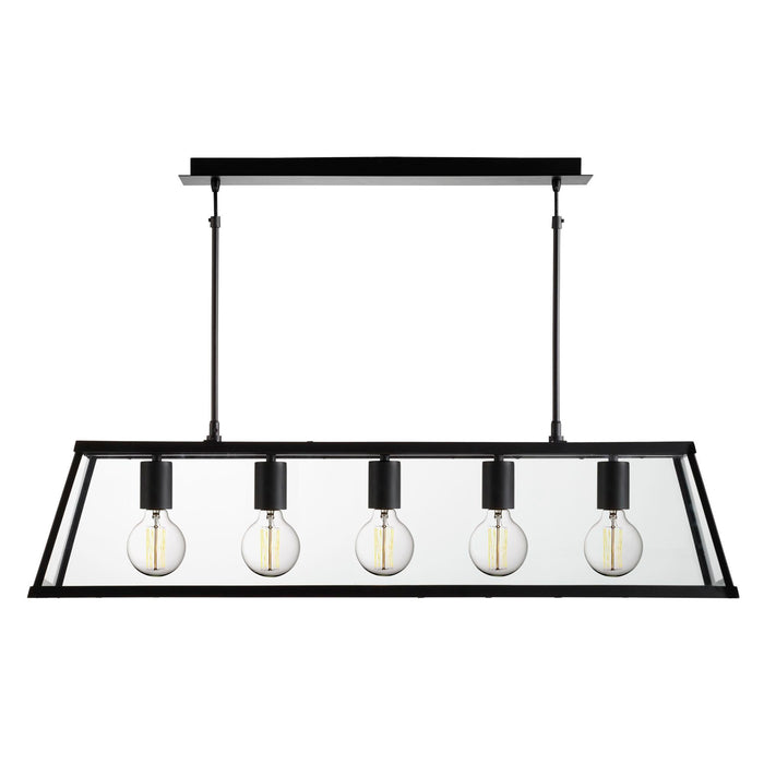 Searchlight  4614-5BK Voyager  5Lt Bar Pendant - Black Metal & Glass