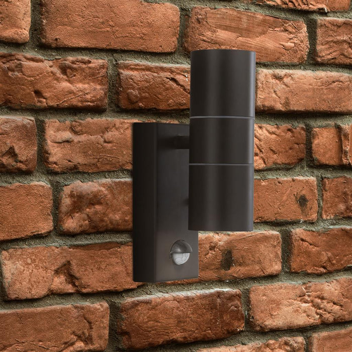 Searchlight  7008-2BK-LED Metro Outdoor Wall Light - Silk Black Metal & Glass