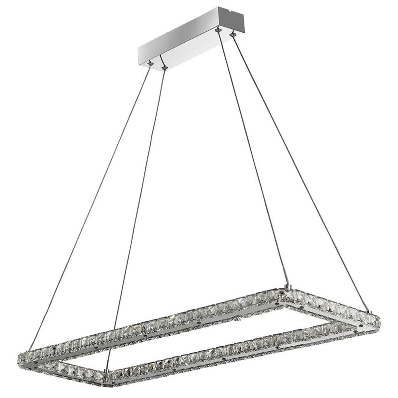 Searchlight  7012CC Clover Rectangular Pendant - Chrome & Clear Glass