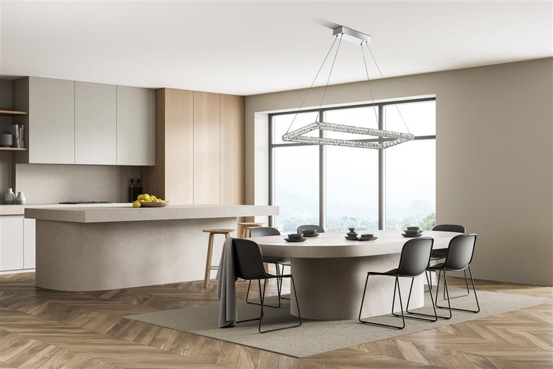 Searchlight  7012CC Clover Rectangular Pendant - Chrome & Clear Glass