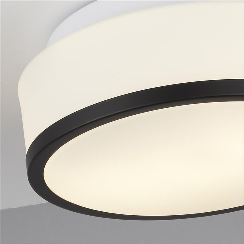 Searchlight  7039-23BK Cheese 2Lt Flush - Black Metal & White Glass