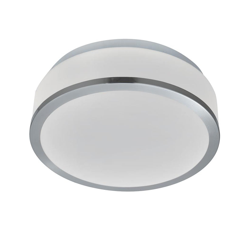 Searchlight  7039-23SS Cheese 2Lt Flush - Satin Silver Metal & White Glass