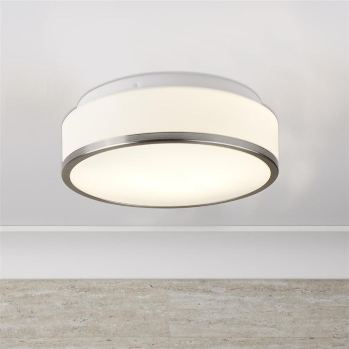 Searchlight  7039-23SS Cheese 2Lt Flush - Satin Silver Metal & White Glass