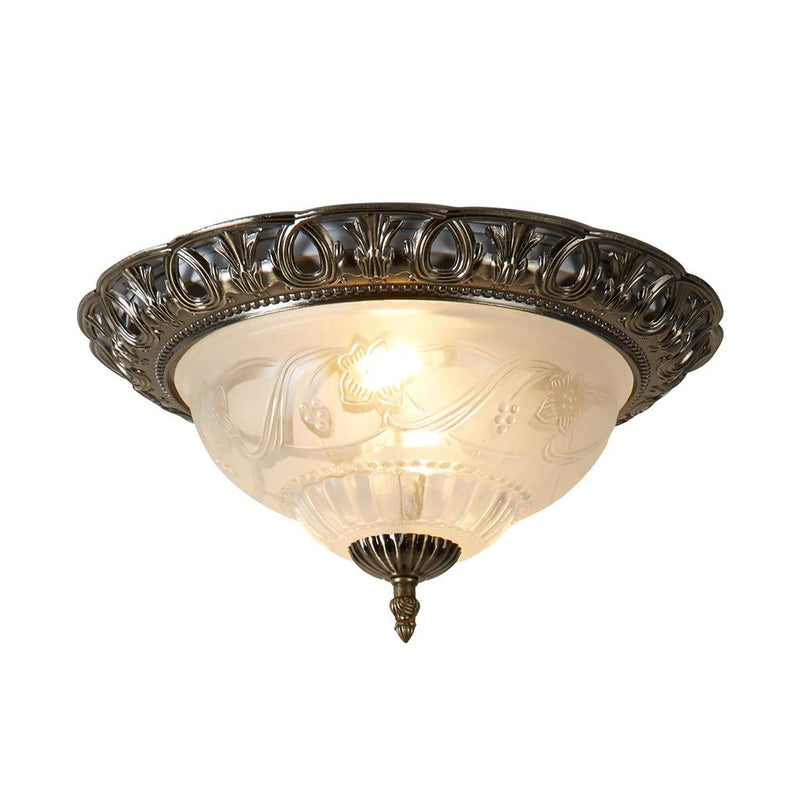 Searchlight  7045-13 Derby Flush  - Antique Brass Metal & Glass