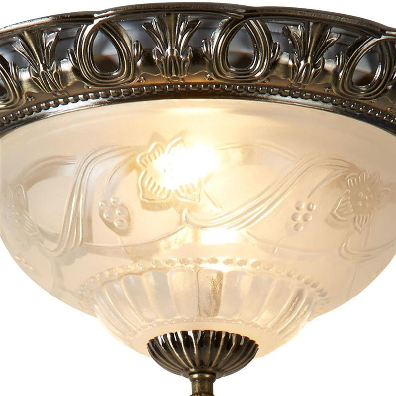 Searchlight  7045-13 Derby Flush  - Antique Brass Metal & Glass