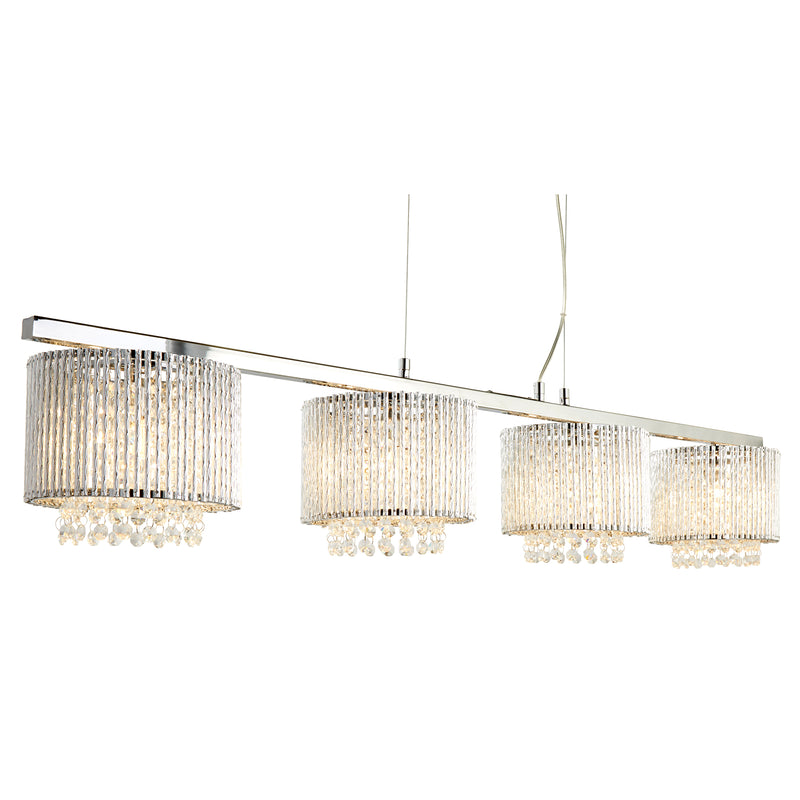 Searchlight  7094-4CC Elise II 4Lt Bar Pendant - Chrome Metal & Clear Crystal