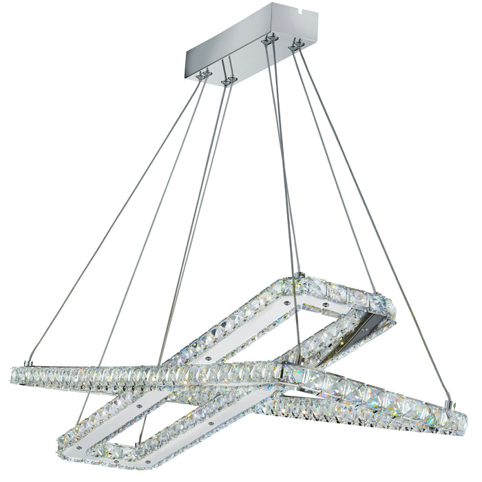 Searchlight  7123CC Clover 2Lt LED Pendant - Chrome & Clear Glass