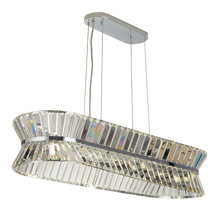 Searchlight  59410-10CC Uptown 10Lt Oval Pendant - Chrome Metal & Clear Crystal