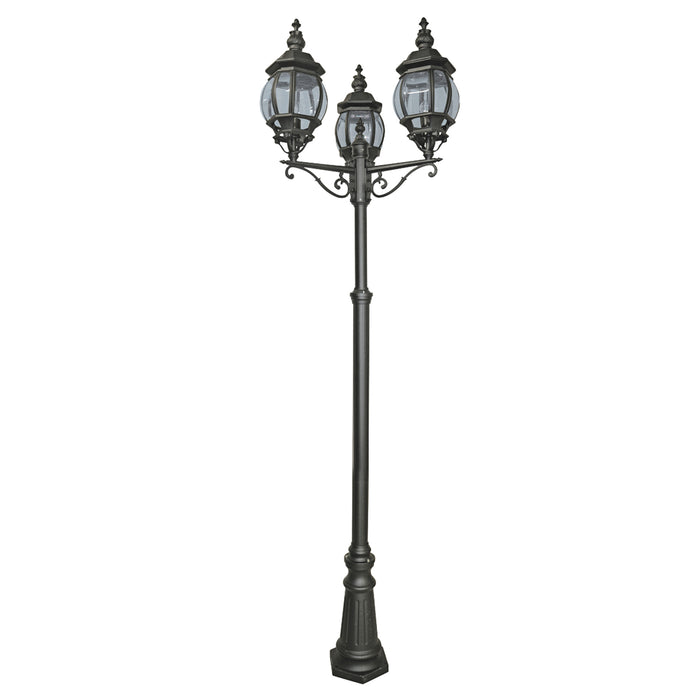 Searchlight  7173-3 Bel Aire Outdoor Post - Black Metal & Clear Glass