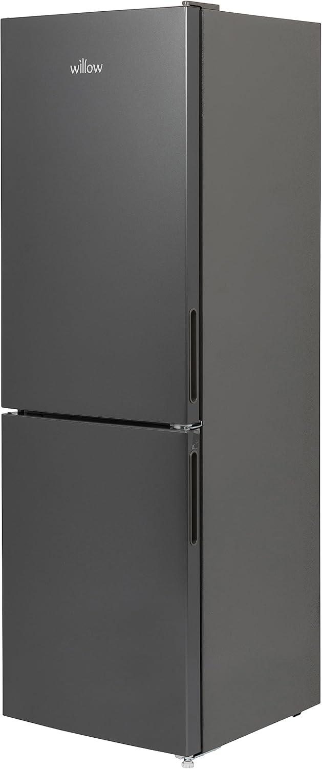 Willow WFF157G 157L Freestanding 70/30 Fridge Freezer with Adjustable Thermostat, Mark-Proof Finish, Low Frost, 2 Year Warranty - Grey [Energy Class E]