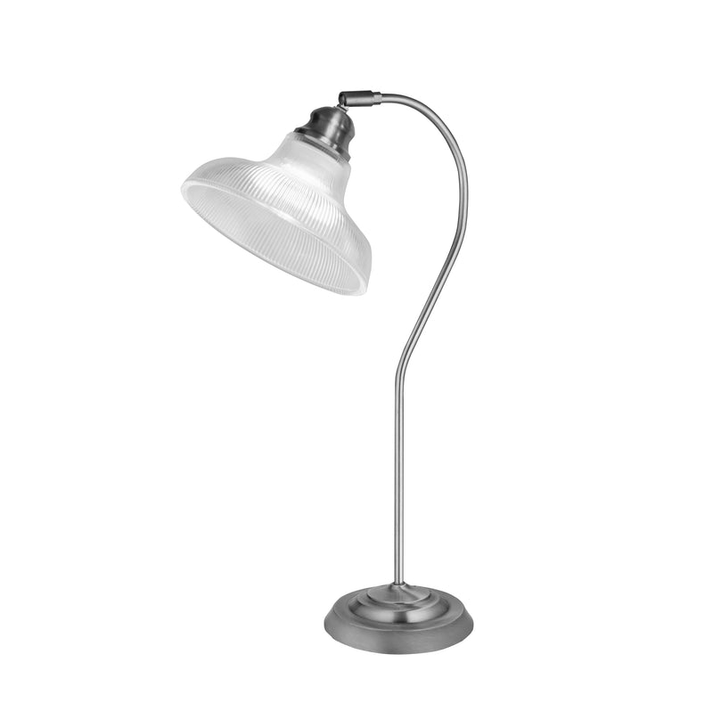 Searchlight  7180SS Bistro III Table Lamp -Satin Silver & Holphane Style Glass