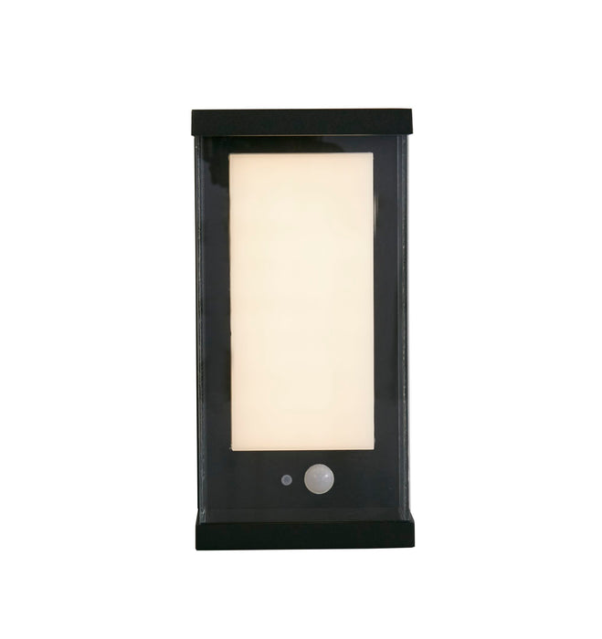 Searchlight  67419BK Solar Outdoor Wall Light - Black Metal & White Polycarbonate