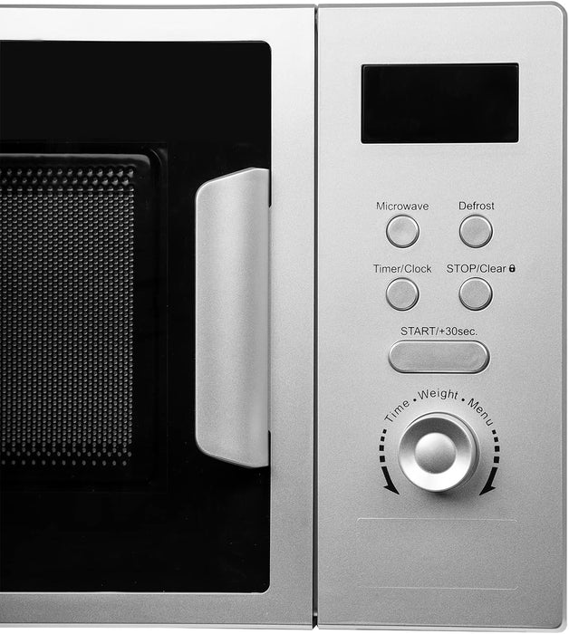 SIA FDM21SI 20L Silver Microwave, Digital Display, 700W, 8 Auto-Functions 5 Power Levels 245mm Turntable, 2 Years Parts and Labour Guarantee